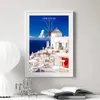 Tela che dipinge il resort di scenari di fama mondiale santorini poster paesaggistica blu e bianchi stampe da parete di bellezza da parete per la casa decorazioni per la casa estetica wo6