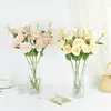 Decorative Flowers Artificial Platycodon Flower Bridesmaid Bridal Bouquets Arrangement Wedding Home Garen Decoration Silk Fake 1Pcs