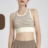 2023New Yoga Outfit Seamless Striped Crop Top Women Sports Bra One-Piece Lingerie Push Up Bras For Underwear Wire Free Bralette Gym Tube Tops Original