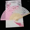 Decorative Figurines Chinese Style Hand Fan Foldable Dancing Fans Custom Portable Bamboo Japanese Bridal Wedding Invite Gift