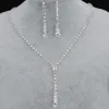 Bling crystal brud smycken set silver pläterad halsband diamantörhängen bröllop smycken set brud brudtärnor tillbehör