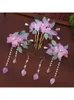 Decorative Figurines Yj Headdress For Han Chinese Clothing Super Fairy Hairpin Hair Comb Purple Full Set Court Retro Style Accessories