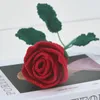 Dekorativa blommor 3 st rose handgjorda bukett diy konstgjord blomma färdig ullvävning imitation rosor alla hjärtans dag perfekt gåva