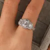 New S925 Sterling Silver Vintage Square Zircon Full Diamond Ring, European and American Simple Proposal Ring for Men and Women