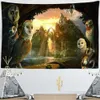 Tapisserier Owl Tree Tapestry Wall Hanging Abstrakt Mysterious 3D Print Estetic Home Room Decor