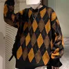 SWEATERS SWEATERS Wzór Pull męski Argyle Retro Design O Neck Modny młodzież w stylu koreański INS w pełni dopasowany miękki i prosty jesień Nowy luz Casual Z230815