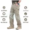 Mens Pants Summer Quick Dry Men Stretch Military Tactical MultiCockets Arbetsbyxor Lätt träningsvandring Camping 230815