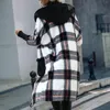 Women's Jackets Bonded Fleece Jacket Women Autumn And Winter Loose Long Sleeve Striped H Hooded Plaid Ferret Coat