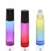 10ml Gradient Color Essential Oil Bottle Colorful Aromatherapy Perfume Roll On Glass bottles With Stainless Steel Roller Ball & Black C Nkka