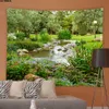 Tapestries Spring Natural Scenery Tapestry 3D Forest Waterfall Landscape Wall Hanging Home Background Cloth Decor Garden Poster for Outside