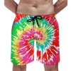 Men's Shorts Red Tie Dye Gym Summer Hippy Swirl Print Vintage Beach Short Pants Man Surfing Fast Dry Design Swim Trunks