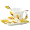 Mugs 1 Pcs Peacock Coffee With Saucer And Spoon 3D Creative Ceramic Cups Color Enamel Porcelain Tea Water Bottle Christmas Gift 230815