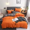 Bedding sets Solid Color Bedding Set Orange Grey Single Double Size Bed Linen Duvet Cover Pillowcase No Fillings Kids Adult Home Textile 230814