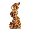 Figurine decorative in legno che attraversa il mare canyinstat Buddha cinese Terbo naturale Colore in legno solido intaglio casa decorazione soggiorno