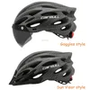 Cascos de ciclismo casco de bicicleta de montaña moldeado interglalmente con gafas extraíbles visera hombres ajustables para mujeres luces traseras 230815