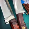 Utomhusöverlevnad Rak kniv N690 Satin Blade Full Tang Rosewood Handle Fasta blad med läderhölj och detaljhandel