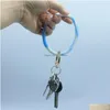 Nyckelringar ins mode monogrammade Sile Wristlet Pink Blue Camouflage Armelets Bangle Keyring Large Circle Keychain Armband Holder DHT53