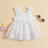 Robes de fille été doux bébé vêtements nouveau-né bébé filles barboteuses robe coton fleur sans manches maille tulle jupe combinaisons tenue 0-24M