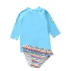 Buas de banho flamingo de duas peças Flamingo Meninas 2 peças Proteção solar Rash Rash Kids Girl Beach Manga longa Camisa de natação e shorts 220722 DR DH5JY