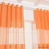 Cortina laranja de tule grosso transparente para sala de estar, quarto, listras, tratamento de janela, decoração de casa, painel