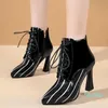 Dress Shoes Winter Women Sexy Super High Heels Warm Snow Chunky Boots Fashion Gladiator Motorcycle Luxury Mujer Botas