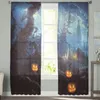 Ren gardiner Halloween Scary Pumpkin och Old Castle Tulle Window vardagsrum Organza Voile Curtain Bedtain Kitchen Home Decor 230815