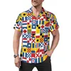 Mäns casual skjortor roliga brevtryck blusar män nautiska signal flaggor hawaiian kortärmad anpassad mode överdimensionerad strandskjorta