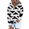 Women's Sweaters Printed Fashion Casual Long Sleeved Zippered Tie Hat Sweater Hoodie Sweatshirt With Snaps