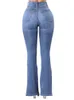 Dames jeans hoge taille flare voor vrouwen zomer 2023 skinny bell bodem jean broek vrouw button lady sexy push -up denim broek lente 230814