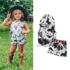 Kläder sätter 0-3y Summer Casual Baby Girls Clothes Set 2st Cow Printed Sleuppes Hooded Vest Tops+Shorts Clothing