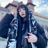 Scarves Fashion creative Japanese Anime striped knitted women's scarf men's winter scarf apron black tassel luminous Y2K Kpop Goth 230815