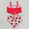 Clothing Sets Strawberry Print Girls Infant Camisole Top Tassel Beach Clothes Set Wholesale Swimsuit