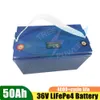 Uppladdningsbar 2000 Deep Cycles 36V 50AH LifePo4 Lithium Batterier Pack med BMS för husbil/husbil/bil eller båt/inverter +10A -laddare