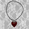 Pendant Necklaces Korean Egirl Y2k Accessories Sweet Pink Red Glass Heart Necklace For Women Friend Gift Harajuku