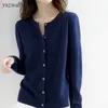 YSZWDBLX Women Cardigans Sweater O-Neck Spring Autumn Sticked Cashmere Cardigans Solid Single Breasted Womens Sweaters 2023 HKD230815