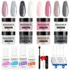 Dip Powder Nail Kit 8 Färger grå naken Vit glitter med bas Top Coat Activator Manicure Tools Dipping Powder System Essential Liquid Set Gifts for Women