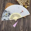 Figurine decorative di alta qualità 1 PC in stile cinese Silk Bamboo Poesia Oriental Painting Filing Fan Dance Party Wedding