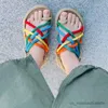 スリッパパーソナライズされたカラーサンダルフラットボトムドピュアハンドメイドロープシューズ女性用オープントゥーシューズ
