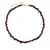 Pendant Necklaces Burgundy Crushed Stone Beaded Necklace Irregular Design Women Vintage Jewelry