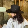 Berets American Retro Cowboy Hats Unisex Casual Big Brim Sun защита джазовые шапки в западном стиле винтажная Cowgirl осень шикар 2023