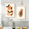 Orange Banana Watermelon Avocado Fruit Simple Posters Print Fruit Slicing Canvas Painting Wall Art Picture for Living Room Home Kitchen Decor Wo6