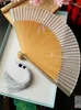 Dekorativa figurer | Kinesisk stil grå trolldragen fast färg ren siden bambu fan sommar japanska fällbara kvinnor dans