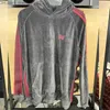 Men's Hoodies Sweatshirts Grey black velvet GE needle hoodie high-quality red butterfly embroidery side webbing women's sportswear Z230815