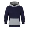 Men's Hoodies Korean Sweater Coat Solid Color Mens Matching Pocket Hooded Pullover Clothes High Neck Long Sleeve Sportwear Colorblock