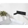 Bathroom Sink Faucets Brush Gold Wall Mounted Basin Faucet Single Handle Mixer Tap Cold Square Spout