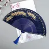 Decorative Figurines Chinese Retro Style Peacock Bronzing Feather Silk 7 Inch Folding Fan Portable Dance Men And Women Summer