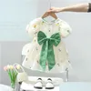 Girl'S Dresses Girl 2023 Summer Children Toddler Girls Clothes Sweet Floral Bow Short Sleeve Puffy Princess Dress Cute Lovely Clothi Dhfmh