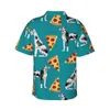 Men's Casual Shirts Great Dane Pizza Mens Hawaiian Short Sleeve Button Down Beach Tropical Floral