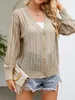 Frauen Strick Frauen Leichtes Häkelkrochet Cardigans Button Down Long Sleeve Waffle Tops hohl aus Strickbolero Achselzucken für Kleideroberflächen