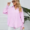 Ropa para mujer Blusas de estilo comercial Camisa holgada a rayas plisada con puños